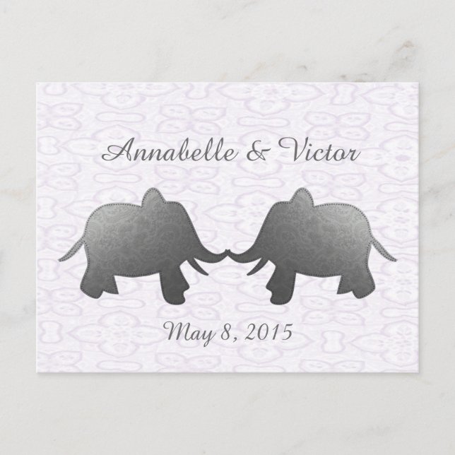Postal elefante plateado - blanco (Anverso)