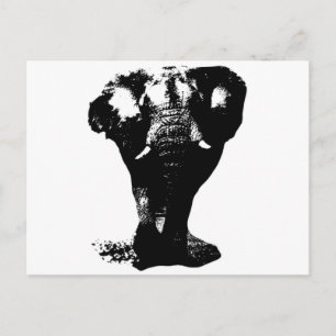 Postal Elefante Pop Art Blanco y Negro