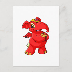 Postal Elefante rojo alegre