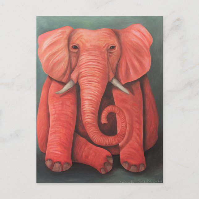 Postal Elefante rosa (Anverso)