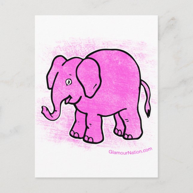 Postal elefante rosa (Anverso)