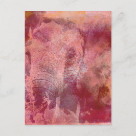 Postal Elefante Rosa Grunge