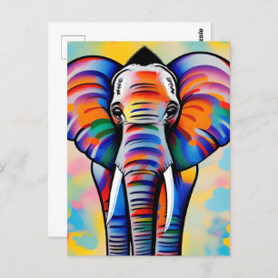 Postal Elefante salvaje africano colorido