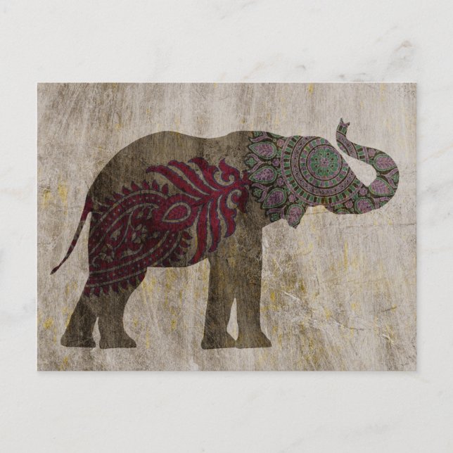Postal Elefante tribal zen (Anverso)