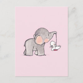 Postal Elefante y conejo lindos