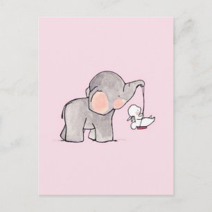 Postal Elefante y conejo lindos