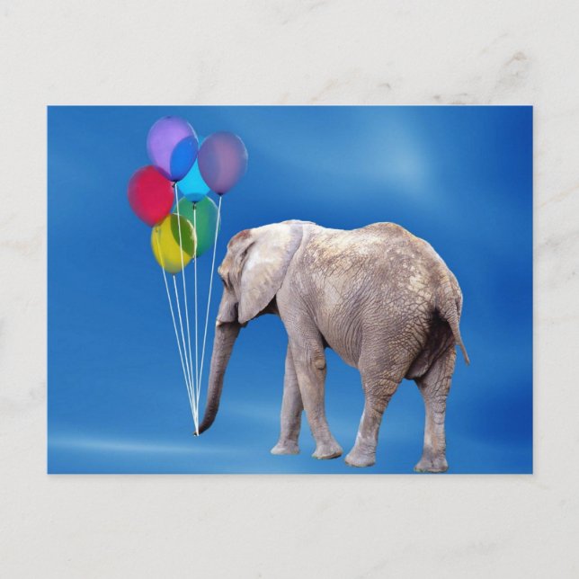 Postal Elefante y globos (Anverso)