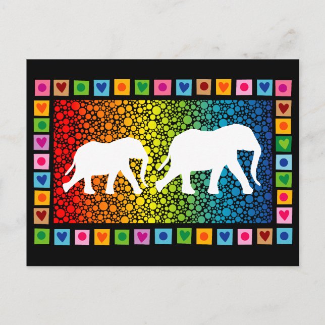 Postal Elefantes blancos (Anverso)