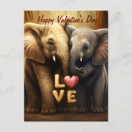 Postal elefantes cortos enamorados