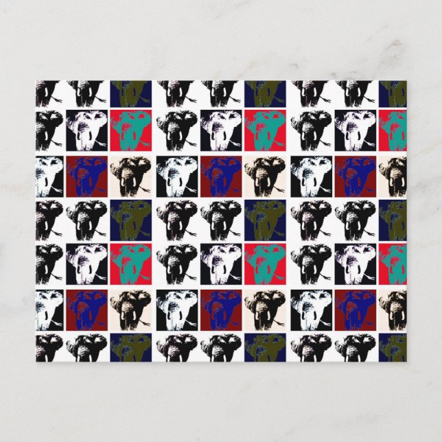 Postal Elefantes de arte pop (Anverso)