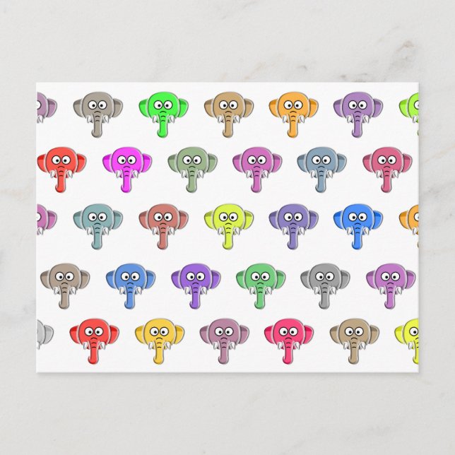 Postal Elefantes de colores (Anverso)
