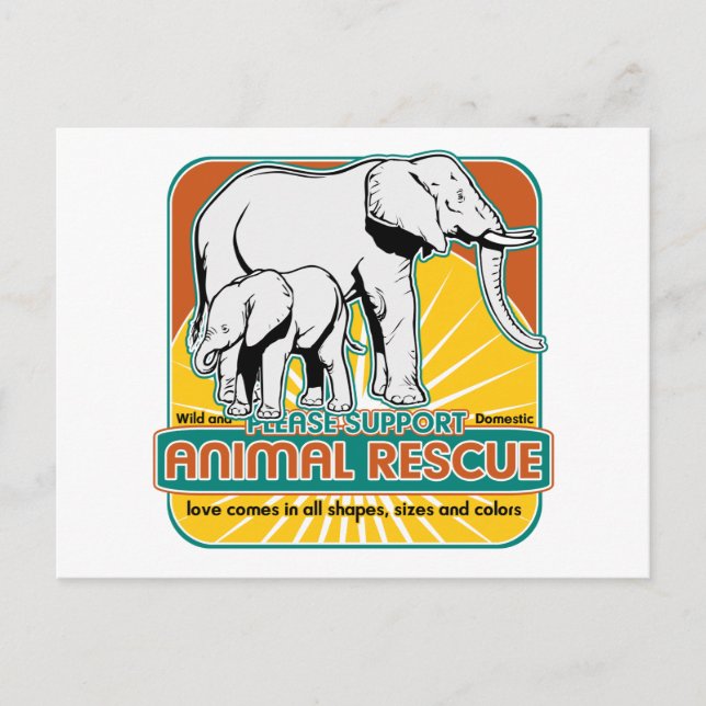 Postal Elefantes de Rescate Animal (Anverso)
