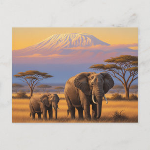 Postal Elefantes del Parque Nacional Amboseli de Kenia