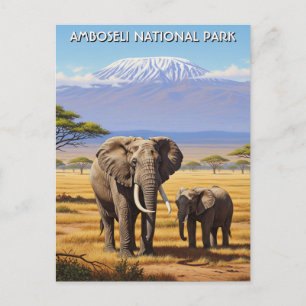 Postal Elefantes del Parque Nacional Amboseli de Kenia