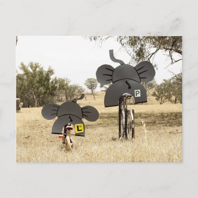 Postal Elefantes en bicicleta (Anverso)