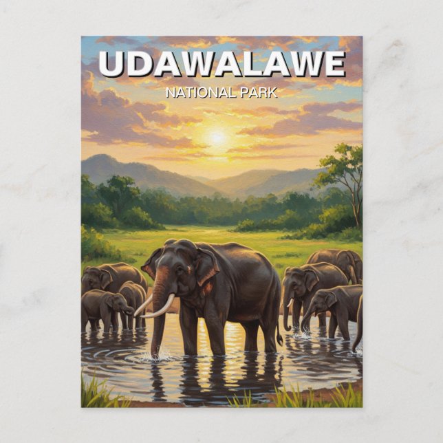 Postal Elefantes en el Parque Nacional Udawalawe en Sri L (Anverso)