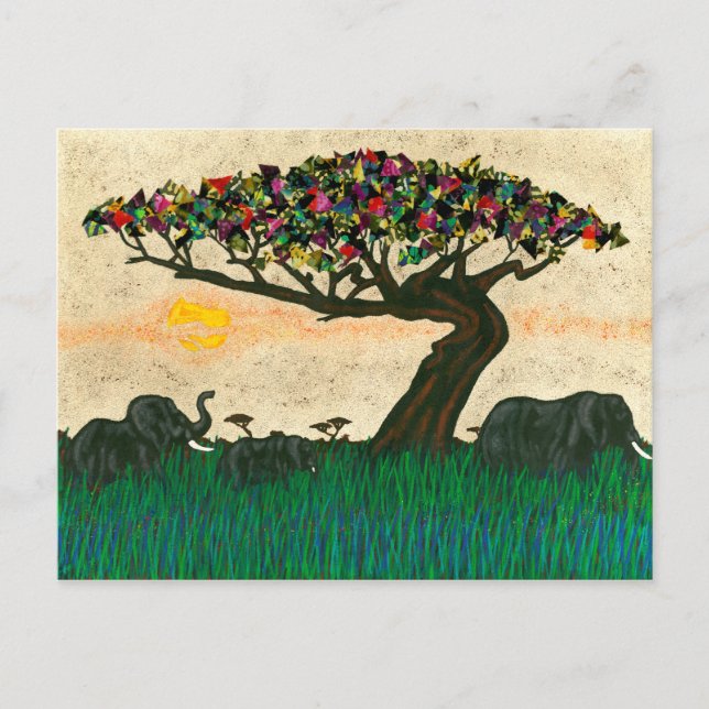 Postal Elefantes en los aviones de África (Anverso)