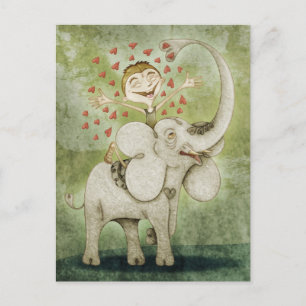 Postal Elefantes. Gracioso, fantástico, tierno e imaginat