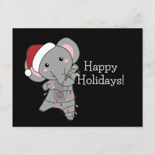 Postal Elefantes Navidades Nieve Elefantes Animales de In