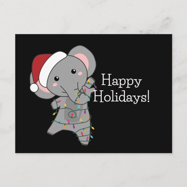 Postal Elefantes Navidades Nieve Elefantes Animales de In (Anverso)