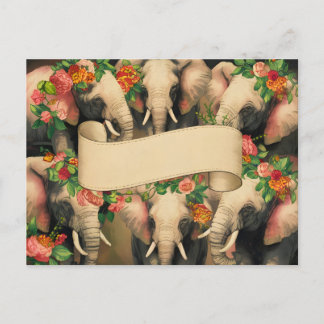 Postal Elefantes Retro Vintage