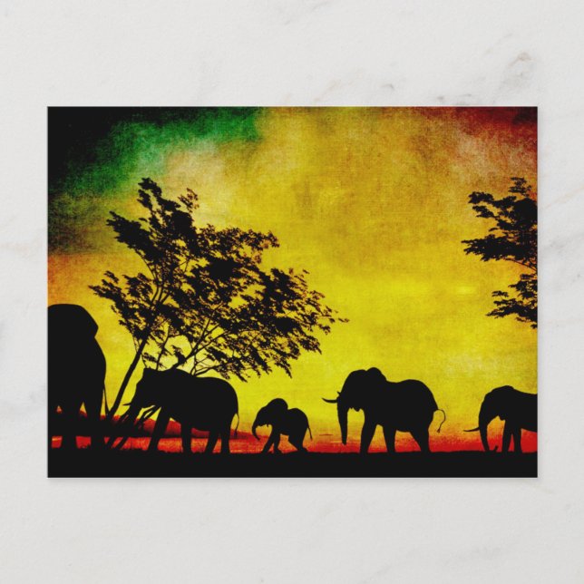 Postal Elefantes Sunset (Anverso)