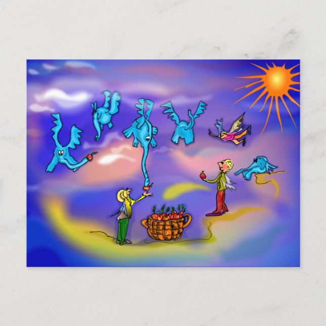 Postal Elefantes voladores (Anverso)