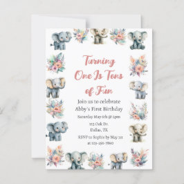 Postal Elefantes y flores de la selva boho cumpleaños