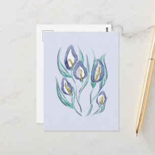 Postal Elegancia abstracta: Lirios de Calla Morados al Ac