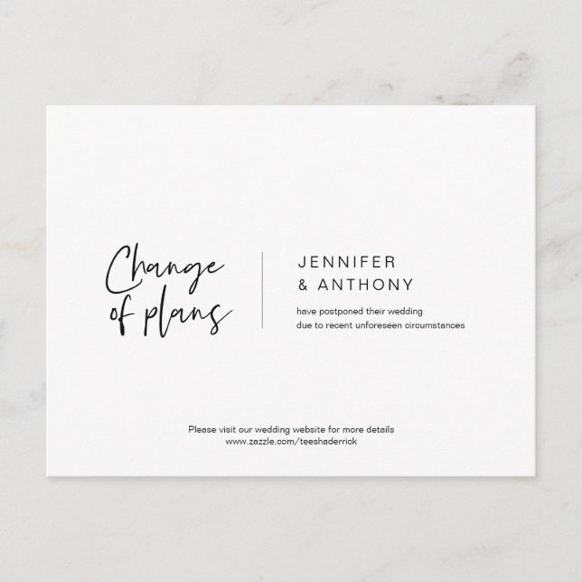 Postal Elegancia casual, cambio de planes, pospuesto (Anverso)