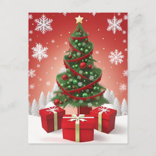 Postal 🎄 Elegancia de árbol de Navidad nevado ❄️ Fiesta 