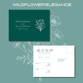 Postal Elegancia de flor silvestre-RSVP-Boda- Postcard