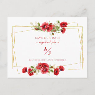 Postal Elegancia en Boda Roja Guárdame la Fecha