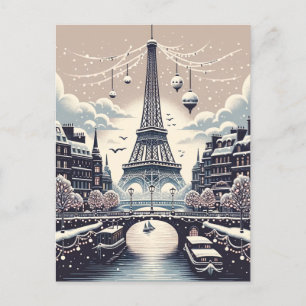 Postal Elegancia Invernal Parisina - Navidad en la Ciudad