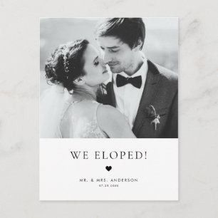 Postal Elegancia moderna Tipografía negra Boda Elopement