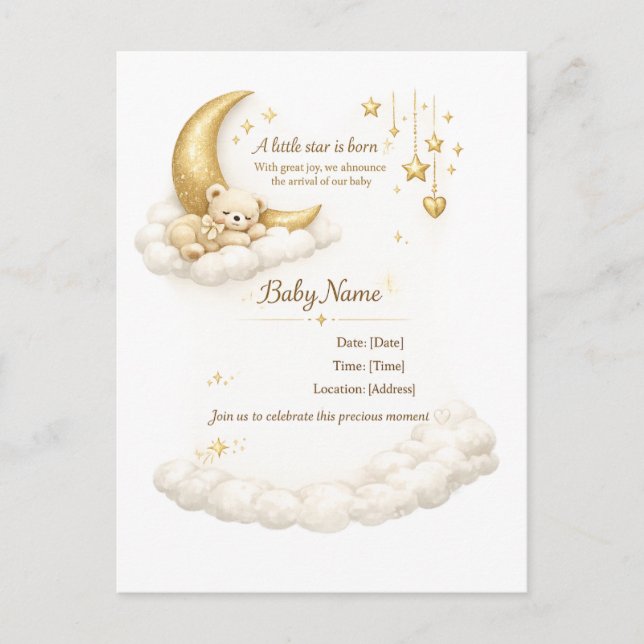 Postal Elegant Baby Shower Invitation (Anverso)