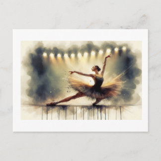 Postal Elegant Ballet Dancer on Stage,
