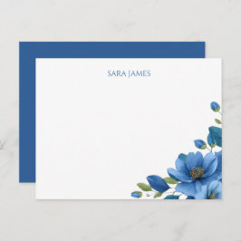 Postal Elegant Blue Floral Personal Postcard