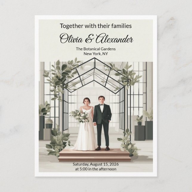 Postal Elegant Botanical Garden Greenhouse Wedding (Anverso)