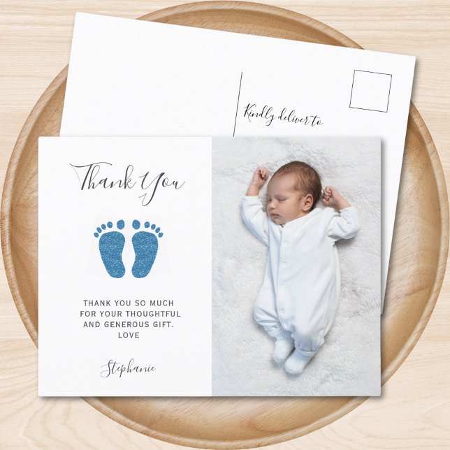 Postal Elegant Boy's Baby Shower Photo You (Subido por el creador)