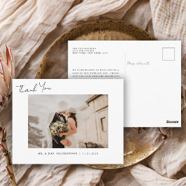 Postal Elegant Calligraphy Script Wedding Photo Thank You