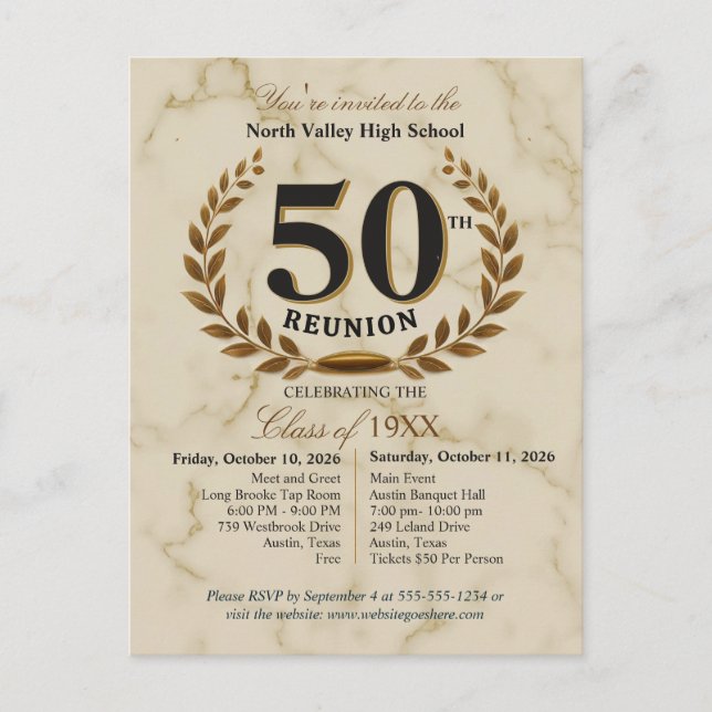 Postal Elegant Class of 1976 50th High School Reunion (Anverso)