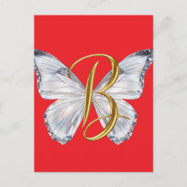 Postal Elegant Floral Butterfly Letter B - Artistic Monog