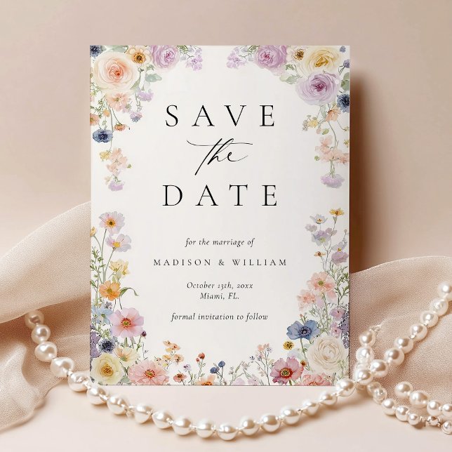 Postal Elegant Floral calligraphy Save the Date (Subido por el creador)
