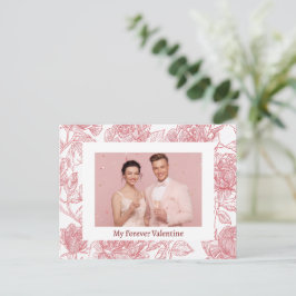 Postal Elegant Floral Valentine's Day Card - Custom Photo