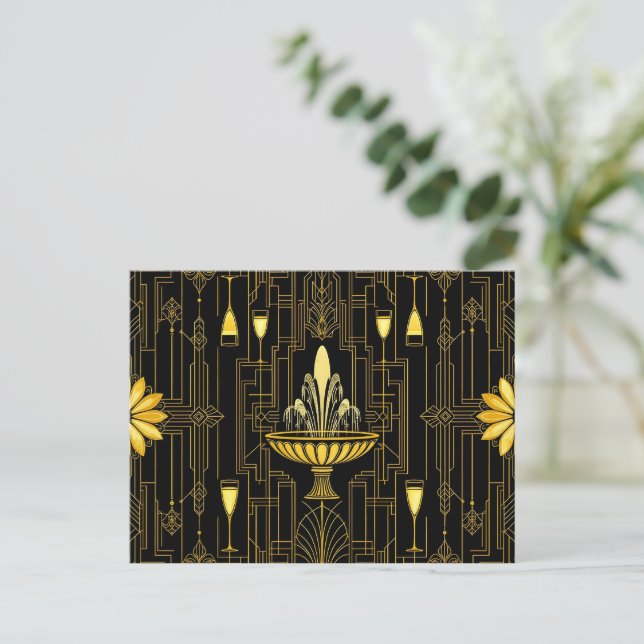 Postal Elegant gold black gatsby (Anverso de pie)