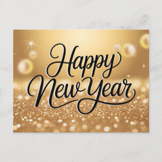 Postal Elegant Gold Glitter Sparkle Happy New Year