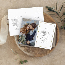 Postal Elegant Gold Photo Wedding Thank You Postcard