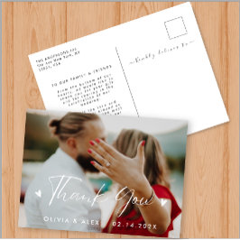Postal Elegant Love Heart Script Boda Foto Gracias 