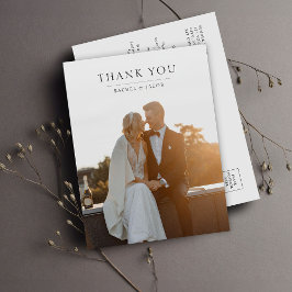 Postal Elegant Modern Photo Wedding Thank You